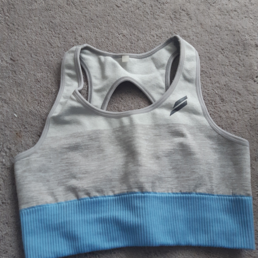 DOYOUEVEN Gray and Blue Sports Bra